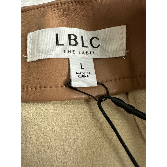 LBLC The Label Abby Mini Skirt Cognac Faux Leather Brown Womens L - Picture 4 of 10